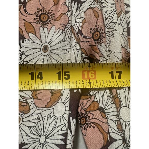 Forever 21 Women’s Floral Long Sleeve Mini Dress Size S Daisy Print Boho 70s - Picture 5 of 7